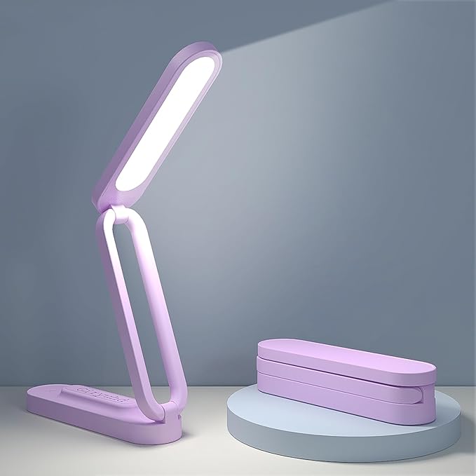 Giryuhd LED Desk Lamp for Office Home & Battery Operated Lamp Rechargeable Lamp Foldable & Portable Light, LED Desk Light Strip, 3 Brightness Dimmable Small Desk Lamp Wireless Reading Lamp