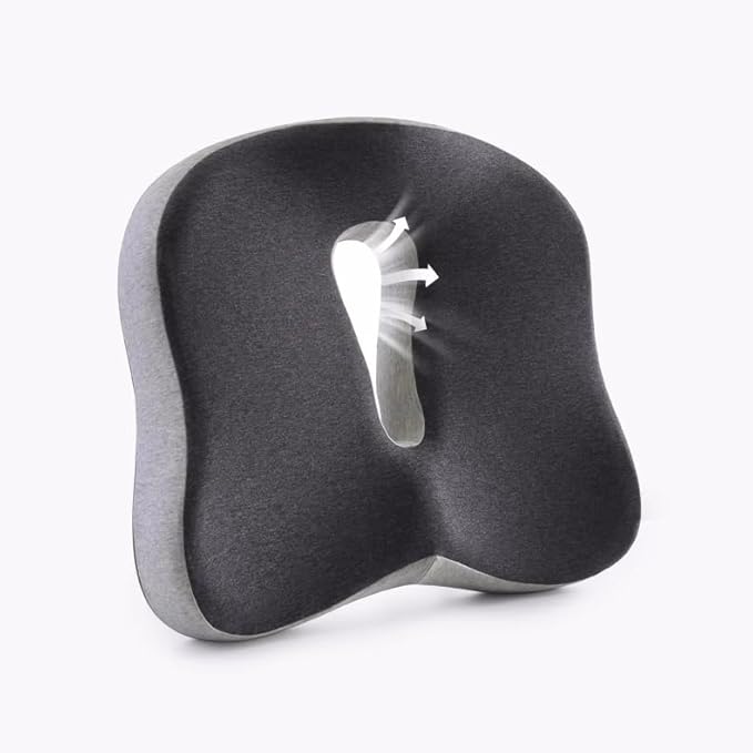 Seat Cushion and Lumbar Support Pillow for Office Chair, High-Elastic Memory Foam Car Chair Cushions, 4.7" Extra Thick Back Support for Long Sitting, Breathable Washable Cover（color blocking）