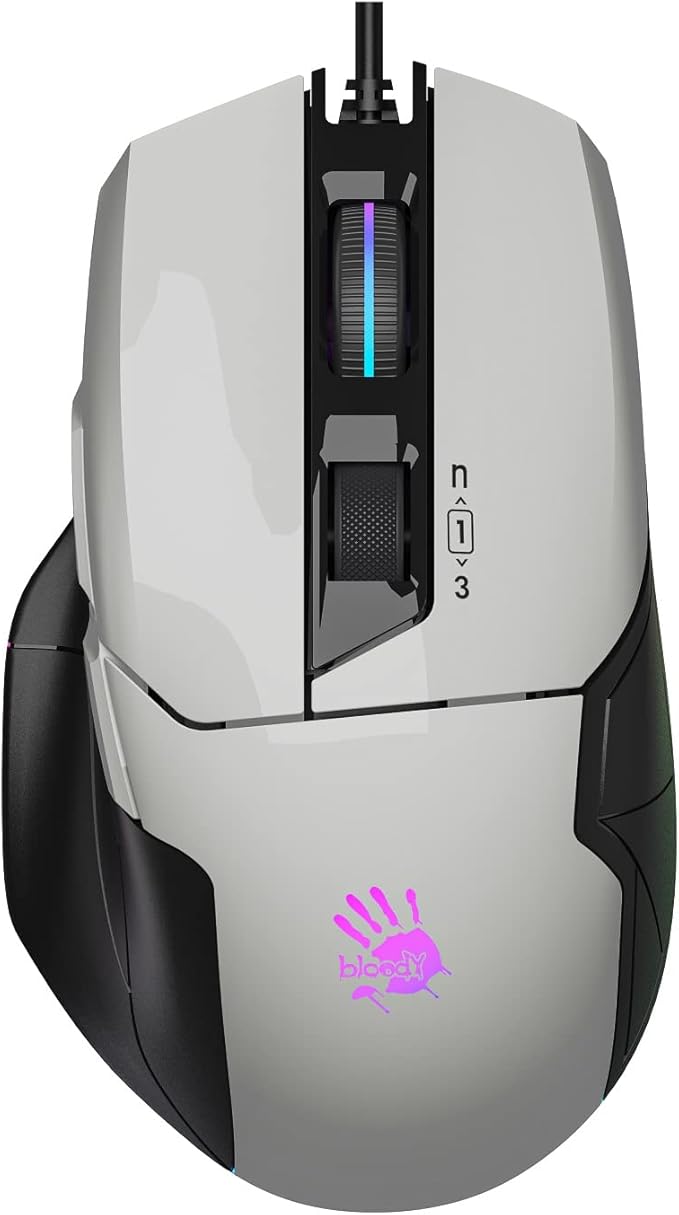 Bloody Gaming W70 Max Gaming Mouse 10,000 CPI 250 IPS RGB Gaming Mouse Panda White