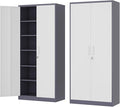 Fesbos Metal Storage Cabinet-72” Tall Steel File Cabinets with Lockable Doors and 5 Adjustable Shelves-Gray&White Steel Storage Cabinet for Home, School, Office, Garage