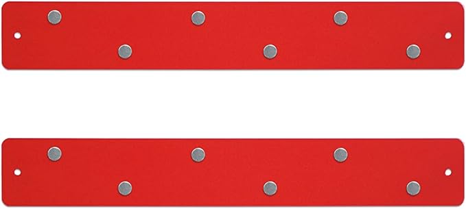 Three by Three Seattle 14 x 2 Inch Metal Mini Strip Frameless Magnetic Bulletin Board with Magnets for Memos, Photos, Lists, and More in Office, Home, or School Décor (2 Pack, Red)