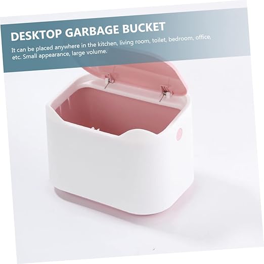 Mini Desktop Garbage Can Press-Down Type Trash Container Lid Plastic Waste Bucket for Home Office Kitchen