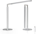 SIBRILLE Silver LED Desk Lamp, 16" Dimmable Metal Desk Light with Base, 15W 1200LM, Adapter Included, Color & Brightness Adjustable, Modern Tall Table Lamp for Home Office Reading Study Task Laptop