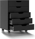 VINGLI 5 Drawers Mobile File Cabinet with Wheels, Under Desk Storage Organization, Vertical Filing Chest Rolling Wood Small Desk Printer Stand for Home Office, 19" W × 15.8" D × 25.6" H, Black