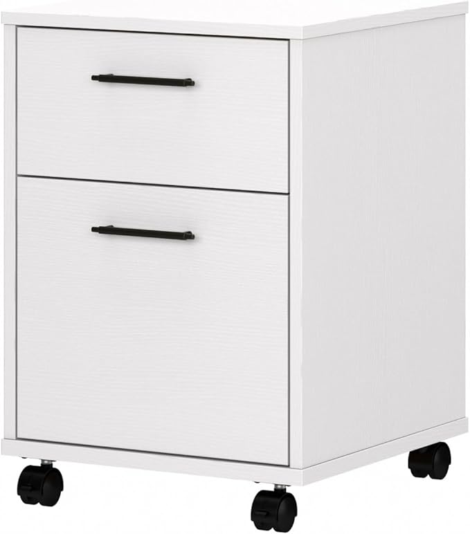 Bush Furniture Key West Rolling File Cabinet,File Cart for Home Office in Pure White Oak,2 Drawer File Cabinet on Wheels