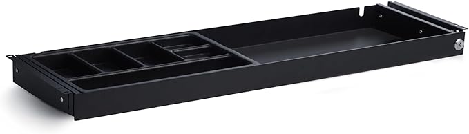 PERFECT POSTURE Under Desk Storage Drawer With Lock – Slim Pen & Pencil Drawer for Regular & Sit-Stand Standing Desks, Black (33” x 7.5”)