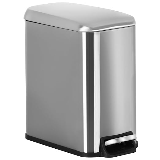Bigacc 1.3 Gallon Kitchen Trash Can, Stainless Steel Small Trash Can & Mini Garbage Can with Removable Plastic Inner Bucket Lid, Foot Pedal, Waste Bin for Bathroom