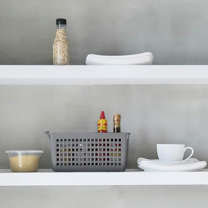 Plastic Baskets for Organizing, Grey, Set of 4