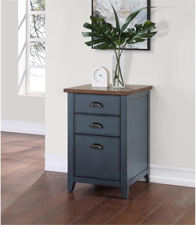 Pemberly Row Set of 2 3-Drawers Wood Filing Cabinet & 4-Shelves Bookcase