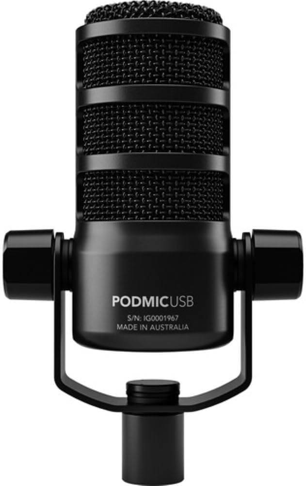 Rode PodMic USB and XLR Dynamic Podcasting Microphone | Black Bundle with Pop Filter + Desktop Microphone Stand + XLR Cable + Cleaning Cloth (5 Item)
