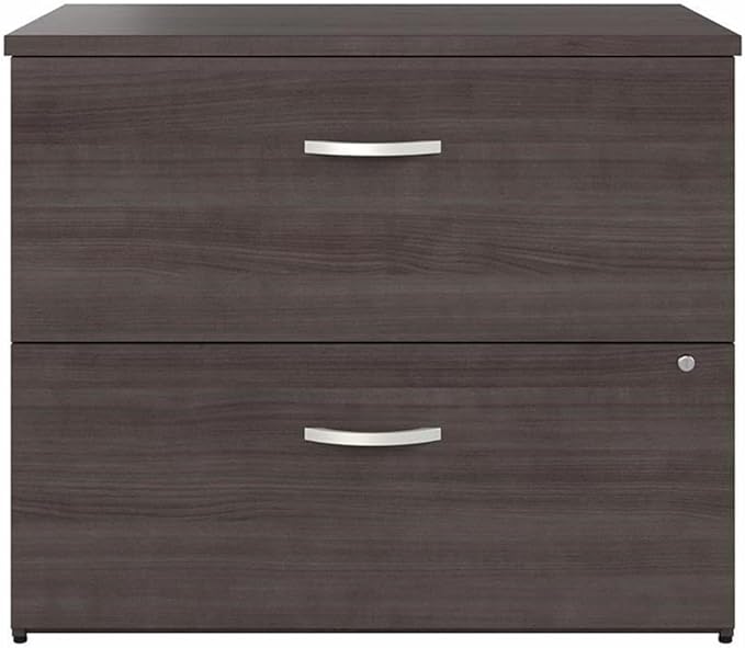 Pemberly Row Set of 2 Lateral File Cabinet & Computer Table Desk in Storm Gray