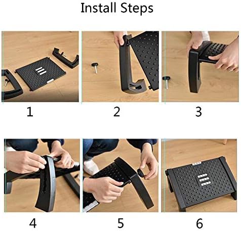 Foot Rest for Under Desk at Work Adjustable,Office Chair Foot Rest with Massage Surface and Roller,Pressure Relief for Comfort,6 Height Adjustable,Ergonomic Tilted Foot Stool for Home,Office
