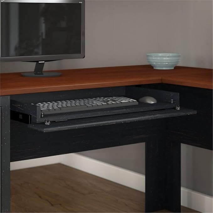 Bush Furniture Fairview 60W L Shaped Desk and Storage Cabinet with Drawer