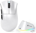 MAMBASNAKE Attack Shark V3 PRO 62g Superlight Wireless Gaming Mouse,RGB Magnetic Charging Dock,BK52820 Tri-Mode BT/2.4G Wireless/Wired Mouse,25000DPI,500mAh,5 Programmable Buttons for Pc/Mac,White