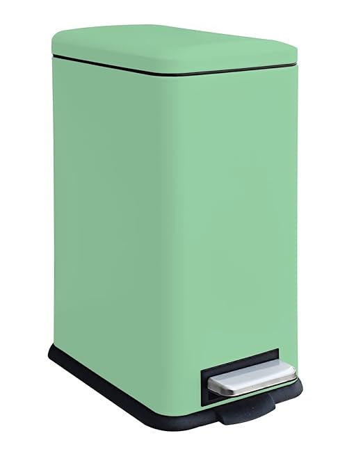 Green 16.7L/4.4 Gallon Bathroom Trash Can with Lid. Features a Removable Inner Bucket, a Soft - Close Lid, and a Stainless - Steel Step Pedal. Ideal for Use In The Bathroom, Kitchen, and Home Office