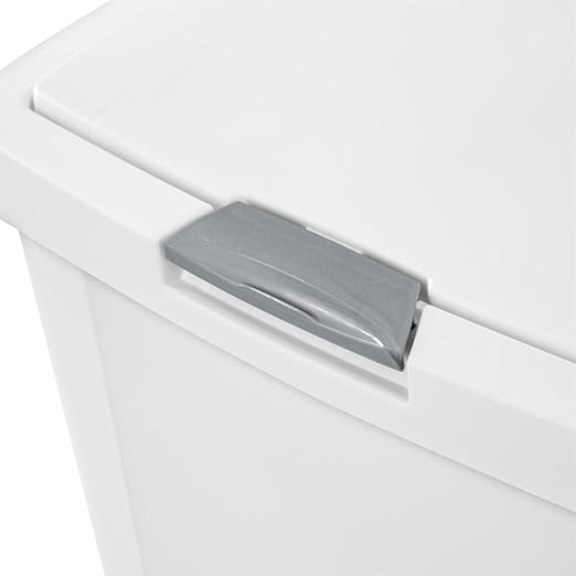 Sterilite 13 Gallon TouchTop Wastebasket Trash Can Garbage Recycle Bin with Titanium Latch for Kitchen, Garage, Basement, or Office, White (12 Pack)