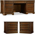 BOWERY HILL Office Set of Executive Desk and 2 Lateral Filing Cabinets