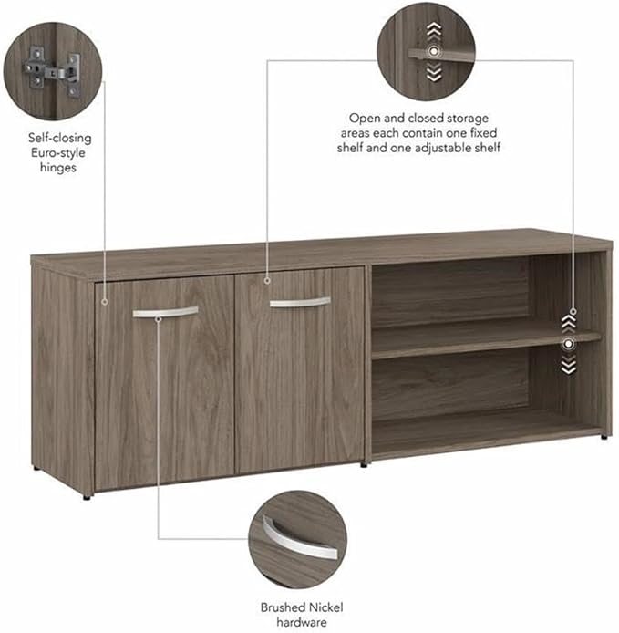 Pemberly Row Office Desk Bundle, 72W Engineered Wood Desk, Modern Hickory Finish, Includes Storage Cabinet with Shelves and 3-Drawer Mobile File Cabinet, Durable Workstation for Home or Office Use