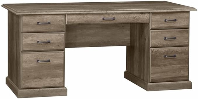 Pemberly Row Set of 2 Lateral Filing Cabinet & Executive Desk in Rustic Oak
