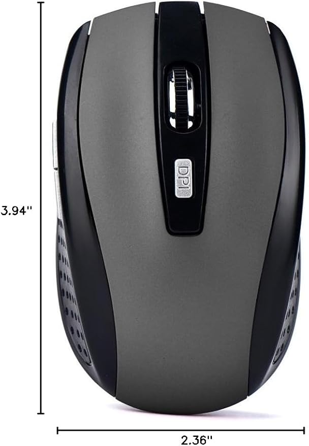 Generic 2.4GHz Wireless Gaming Mouse, Portable Office Optical Mouse, 6 Buttons, Max 10 Meters Operating Distance, Lightweight, Save Power, for Laptop, Computer, PC, Notebook, Desktop, Gray