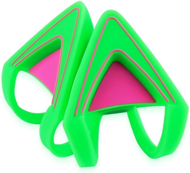 Glow in Dark Silicone Cat Kitty Ears Lovely Fluorescent Cat Ears Compatible for Bose/Razer/HyperX/Corsair/SteelSeries Arctis/Edifier Gaming Headphones (Green)