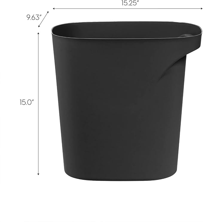 IRIS USA Small Trash Can Wastebasket with Handle, 6 Gallon / 24 Quart, 6-Pack, for Bathroom, Office, Bedroom, Under Sink, Kitchen, Garbage - Black