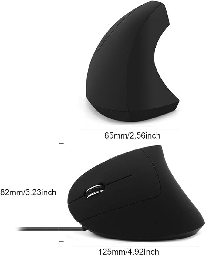 FLY WAY Left Handed Mouse,Ergonomic Vertical USB Wired Mouse 800/1200/1600 DPI Optical 6 Buttons Gaming Mice for PC Laptop Computer Desktop Mac (Left Hand)