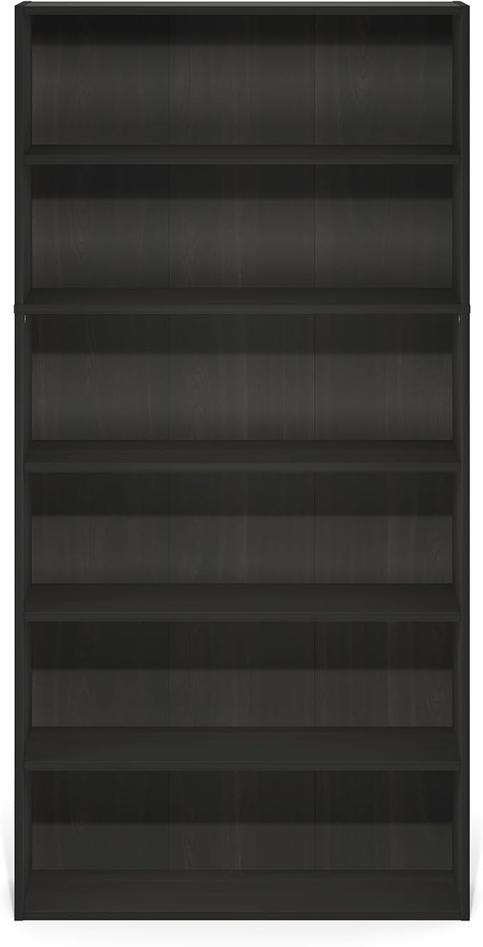 Furinno PASIR Book Shelf, 6-Tier Bookshelf with Open Storage Shelf, Standing Bookcase, 9.4 x 31.5 x 63, Easy Assembly, for Home Office, Bedroom, Living Room, Espresso