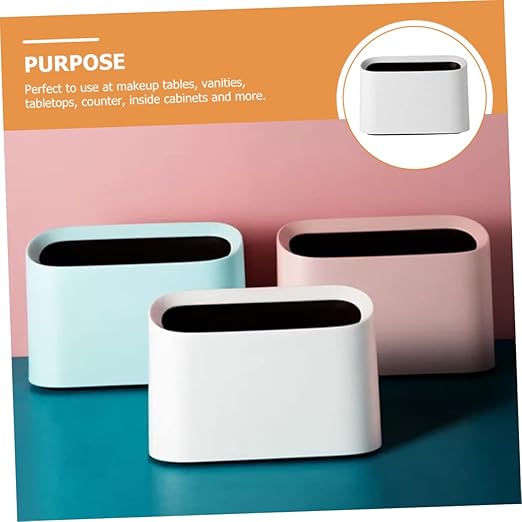 PRETYZOOM Mini Desktop Trash Can for Bedroom Office Slim Wastebasket with Detachable Liner Compact Garbage Bin for Makeup Tables Vanities Stylish White Decor