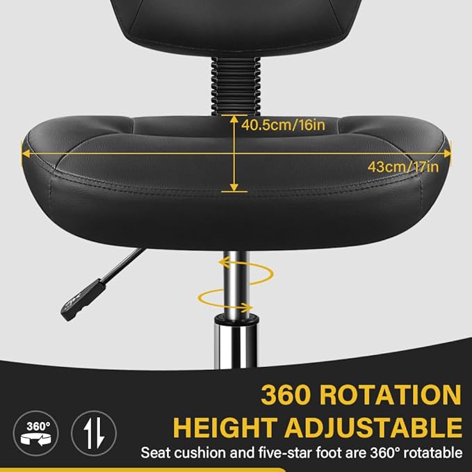 WKWKER Drafting Chair with Back Footrest Adjustable Office Stool Chair 360 Swivel Rolling Stool with Wheels Desk Chair with Backrest for Drafting Office Lab Studio Counter Bedroom Kitchen Shop (Black)