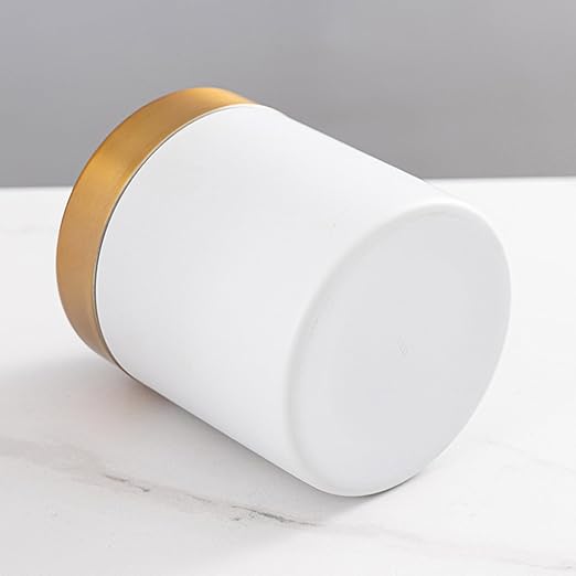 Mini Trash Container - Compact Garbage Bin, Tiny Rubbish Holder | Small Litter Basket, Sleek Circular Swing Cover Top, Durable 304 Steel Waste Compartment Decorative Piece Bathroom, Dorm, Car, Work De