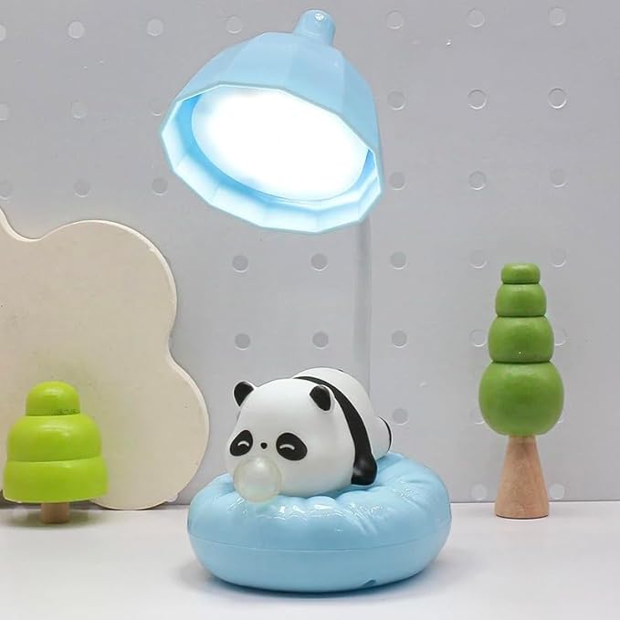 Cute Panda Night Light, Rechargeable Bedside Lamp, 3-Level Touch Control Adjustable, LED Desk Lamp with USB for Bedroom Study Room, Boys Girls Gift (Blue)