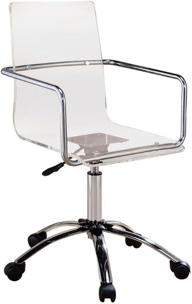Home Square 2 Piece Set with Acrylic Office Swivel Chair and Writing Desk