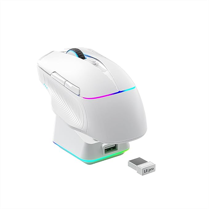 Machenike 8KHz Wireless Gaming Mouse with RGB Charging Dock,26,000 DPI,PAW3395 Sensor,RGB Backlit,6 Programmable Buttons,Long Battery Life,Gaming Mice Compatible with PC, Mac