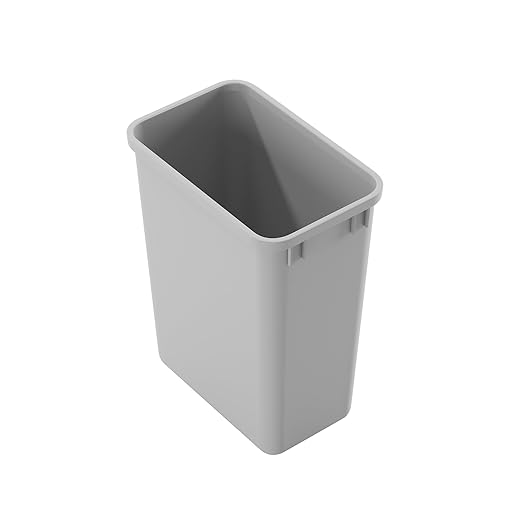 Dowell 35Qt Wastebasket Trash Container, 9Gal, Plastic, Stackable, for Kitchen/Bathroom/Office, Fits Under Sink/Desk (Can Only, Grey 4000 35 04)