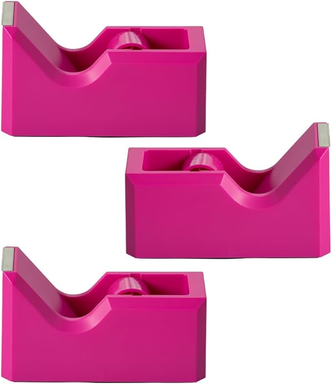 JAM PAPER Colorful Desk Tape Dispensers - Pink - 3/Pack