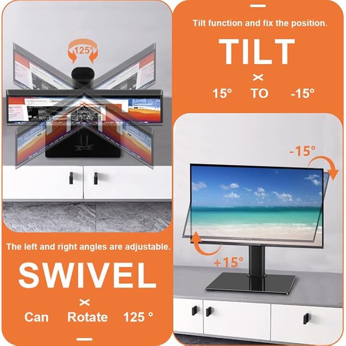 KKTONER Single Computer Monitor Stands Full Motion Swivel Free Standing Desk Vesa Mount for 13 inch to 32 inch Screen Height Adjustable Monitor Mount Vesa 75 * 75mm/100 * 100mm Hold up 77Lbs