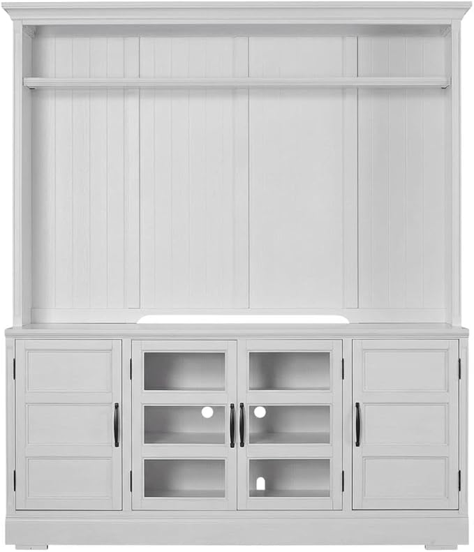 Starlight Canyon Home White Furniture 76 in. TV Console with Hutch, Modern Entertainment Center, Durable Construction, Stylish Storage Solution for Living Room