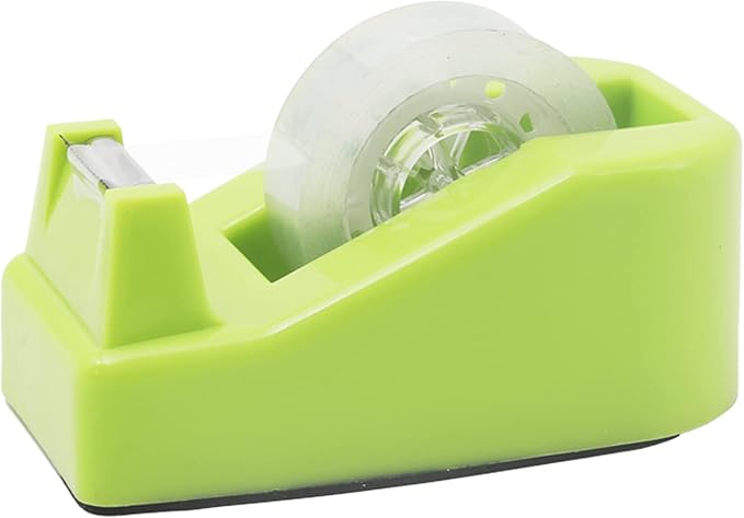 Desktop Tape Dispenser Heavy Duty Desk Accessories Floral Office Tape Dispensers, Weighted Non-Skid Base, Green