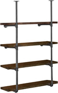 HITOMEN Industrial Iron Pipe Shelves, 2 Set 4-Tier 57.5" Tall 12" Depth, DIY Open Bookshelf Bookcase, Wall Mounted Vintage Retro Shelving, Rustic Farmhouse Pantry Kitchen Storage, Black Shelf Brackets