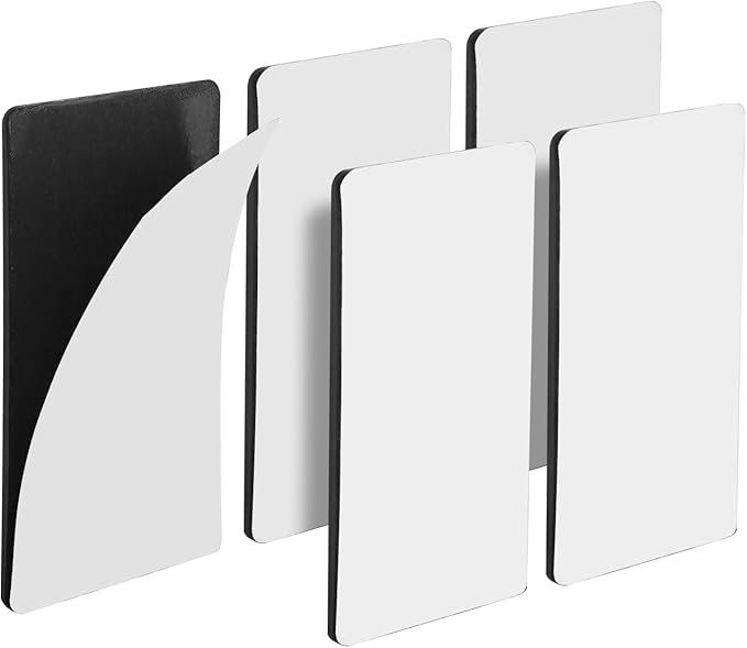Magnetic Strips with Adhesive Backing, Strong Magnetic Tape Flat Rubber Magnet Strip, Sticky Magnet Strips for Most Surfaces, Refrigerator Whiteboard Dry Erase Board (80 x 45 x 2 mm, 5 pcs)