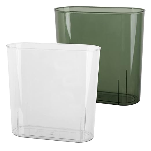 Anyoifax Small Trash Can Slim Garbage Can 3 Gallon Waste Basket Trash Bin Container for Bathroom, Bedroom, Living Room, Kitchen, Under Desk, Office, Colleg Dorm - Clear and Green