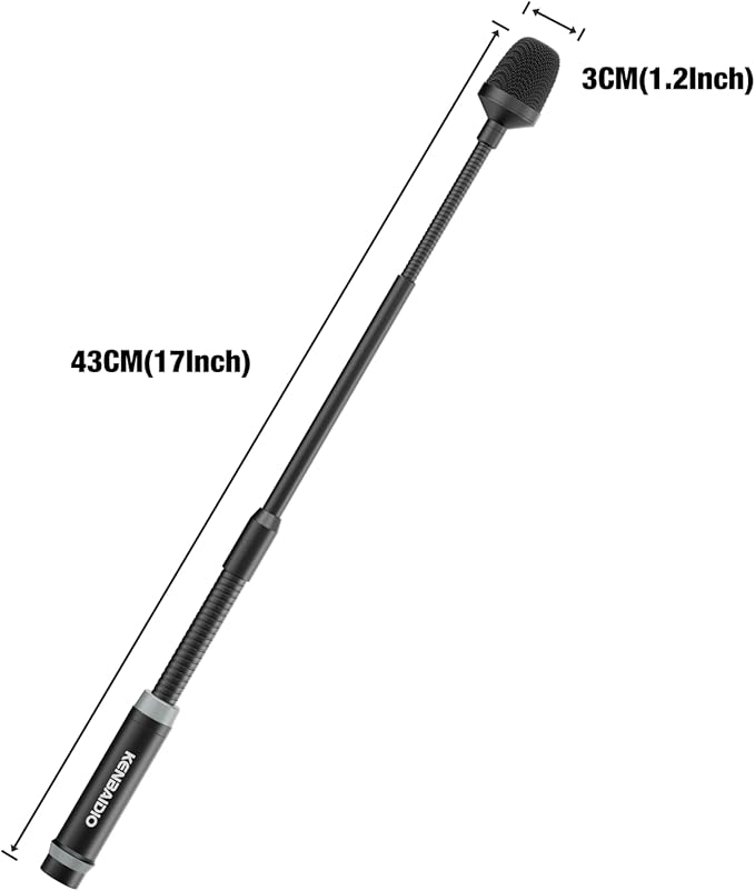DJ Mic 17 Inch Flexible Gooseneck Microphone, Professional XLR Wired Dynamic Bob Barker Microphone for Video Conference, Podium, Singing, Karaoke DJ Mixer Dedicated Disc Shouting KTV Bar, Metal