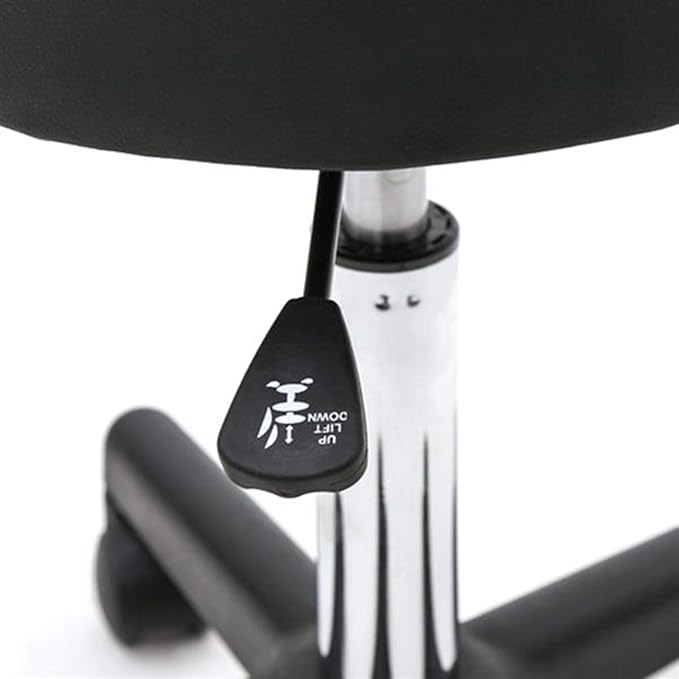Hydraulic Salon Rolling Stool, 18.11"-23.82" Adjustable Height, PU Leather Swivel Stool, Round Spa Chair with Backrest Casters Wheels Black for Salon Tattoo Facial Massage Spa Office Drafting