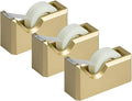 JAM PAPER Colorful Desk Tape Dispensers - Gold - 3/Pack