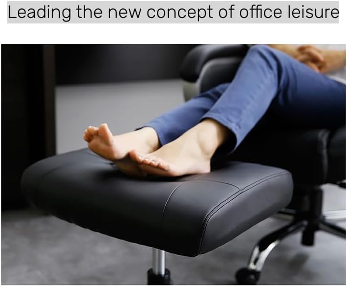 Office Footrest Stool 15.75-20"/40-51cm Height Adjust,Foot Rack Under Table,Ottoman Foot Bench w/Wheel,360° Rolling,Hydraulic Footrest w/Lockable Wheel,for Home Office Desk Foot Rack