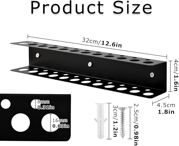 Screwdriver Organizer Wall Mount, Heavy Duty Metal Utility Storage Rack Storage Peg Board Hand Tools Organizer Screw Driver Holder Suitable Garages Homes Workshops Sheds