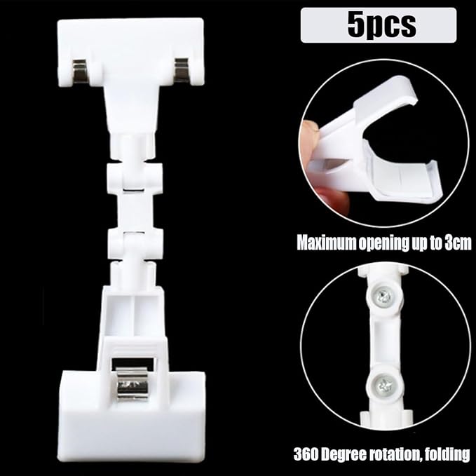 5pcs Sign Clips Clip Holder Sign Holder Clip Paper Holder for Table Top Clip On Sign for Paper Holder Computer Monitor Handy Artist Supplies Holder(5pcs White)
