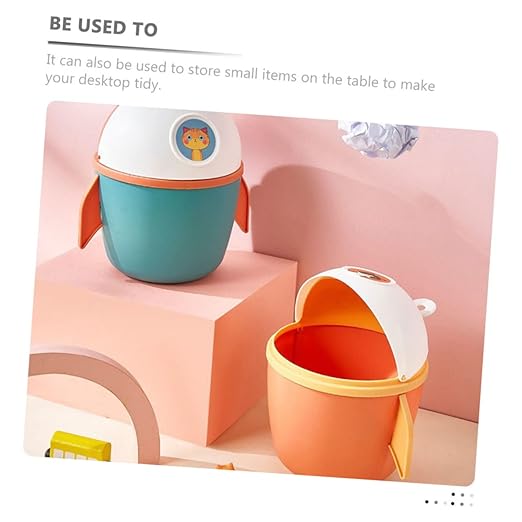 DECHOUS Slim Garbage Can Mini Car Trash Bin Lid Water Paper Container for Desktop Small Trash Can