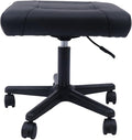 Black Adjustable Foot Stool with Wheels, Footrest Adjustable Height Footstool, Height Adjustable Rolling Leg Rest, Comfortable and Soft Leather Mat Footrest, for Bar, Home, Office Use